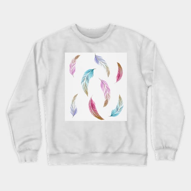 Colorful Watercolor feathers Crewneck Sweatshirt by kuallidesigns